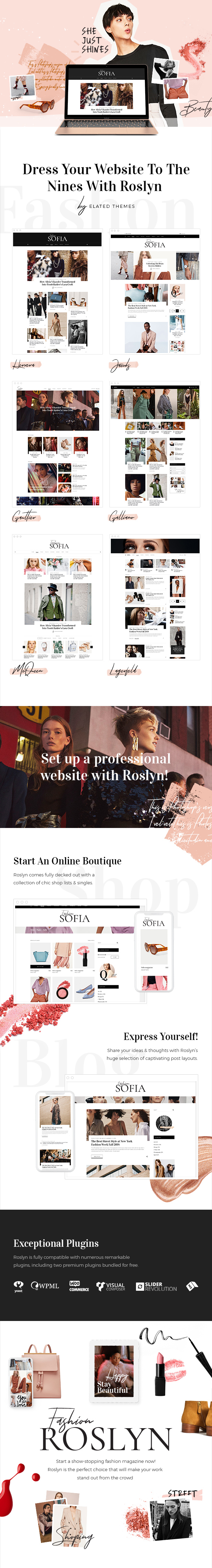 WordPress theme Roslyn - A Fashion and Lifestyle Theme for Bloggers and Magazines (News / Editorial)